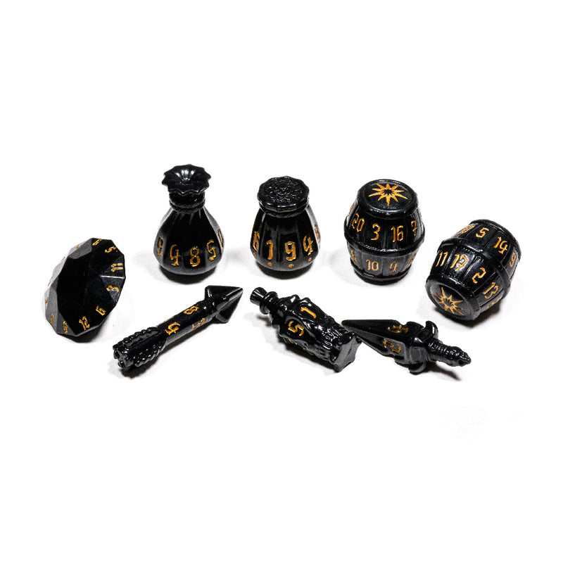 PolyHero Rogue 8 Dice Set Nightshade - Bộ Xúc Xắc Nhập Vai RPG Sát Thủ - Tabletop Tycoon - Hình ảnh sản phẩm