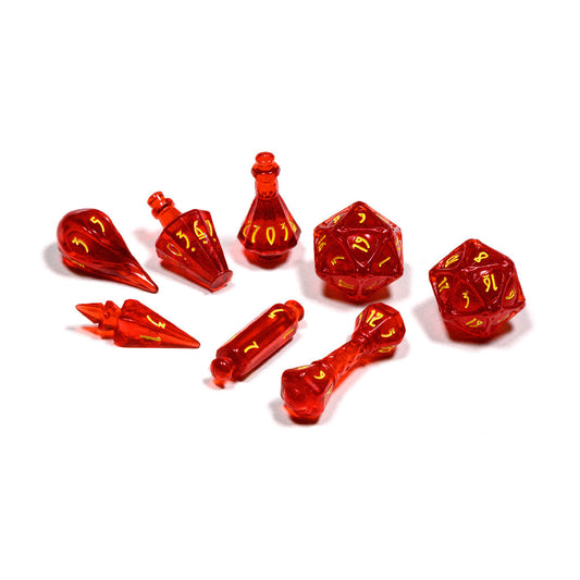 PolyHero Wizard 8 Dice Set Dragonfire - Bộ Xúc Xắc Phù Thủy Nhập Vai - Tabletop Tycoon - Hình ảnh sản phẩm