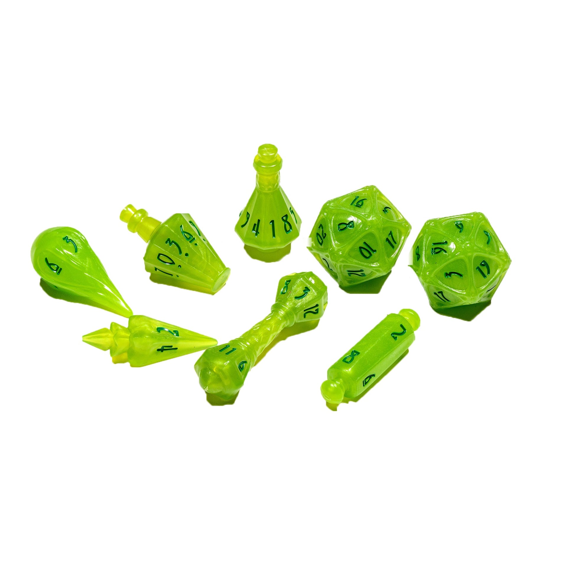PolyHero Wizard 8 Dice Set Acid Splash - Bộ Xúc Xắc Pháp Sư 8 Viên - Tabletop Tycoon - Hình ảnh sản phẩm