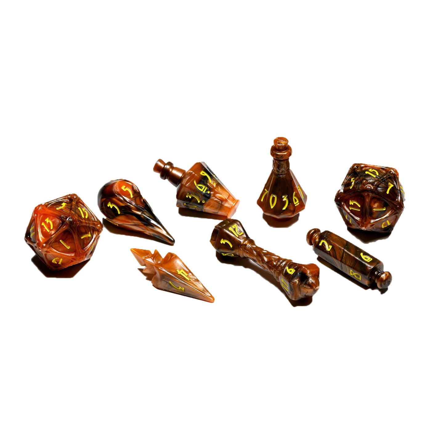 PolyHero Wizard 8 Dice Set Smoldering Ember - Bộ Xúc Xắc Pháp Sư RPG - Tabletop Tycoon - Hình ảnh sản phẩm