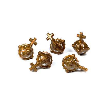 PolyHero Cleric 5d4 Hallowed Hand Grenades Dice Set Merciful Gold - Bộ Xúc Xắc Hình Lựu Đạn Thánh Cho Game Nhập Vai PolyHero - Hình ảnh sản phẩm