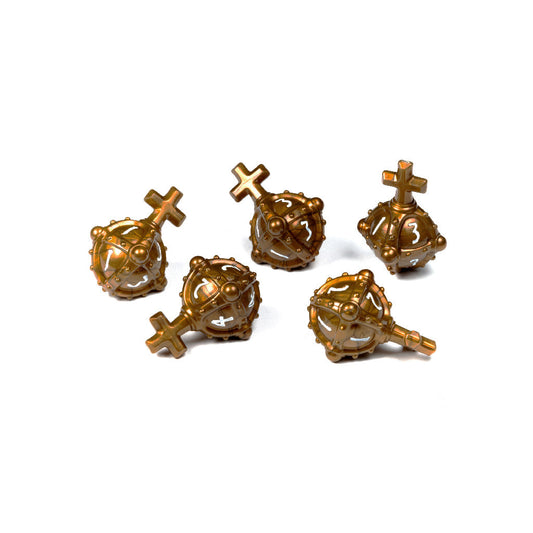 PolyHero Cleric 5d4 Hallowed Hand Grenades Dice Set Merciful Gold - Bộ Xúc Xắc Hình Lựu Đạn Thánh Cho Game Nhập Vai PolyHero - Hình ảnh sản phẩm