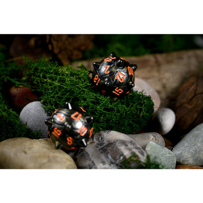 PolyHero Warrior 2d20 Spiked Balls Steel Grey Dice Set - Xúc Xắc Chùy Gai RPG - PolyHero - Góc nhìn khác 3