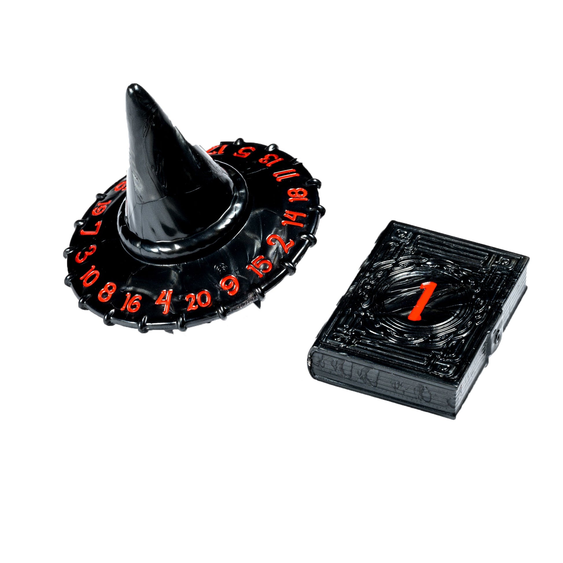 PolyHero Wizard Dice Set - d20 Wizard Hat & d2 Spellbook in Shadow - Bộ xúc xắc nhập vai hình mũ và sách phù thủy - Tabletop Tycoon - Hình ảnh sản phẩm