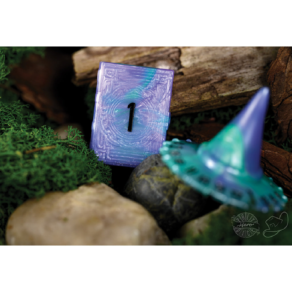 PolyHero Wizard d20 Wizard Hat and d2 Spellbook in Aether Mis Dice Set - Bộ xúc xắc Mũ Pháp Sư và Sách Phép - PolyHero - Hình ảnh chi tiết 2