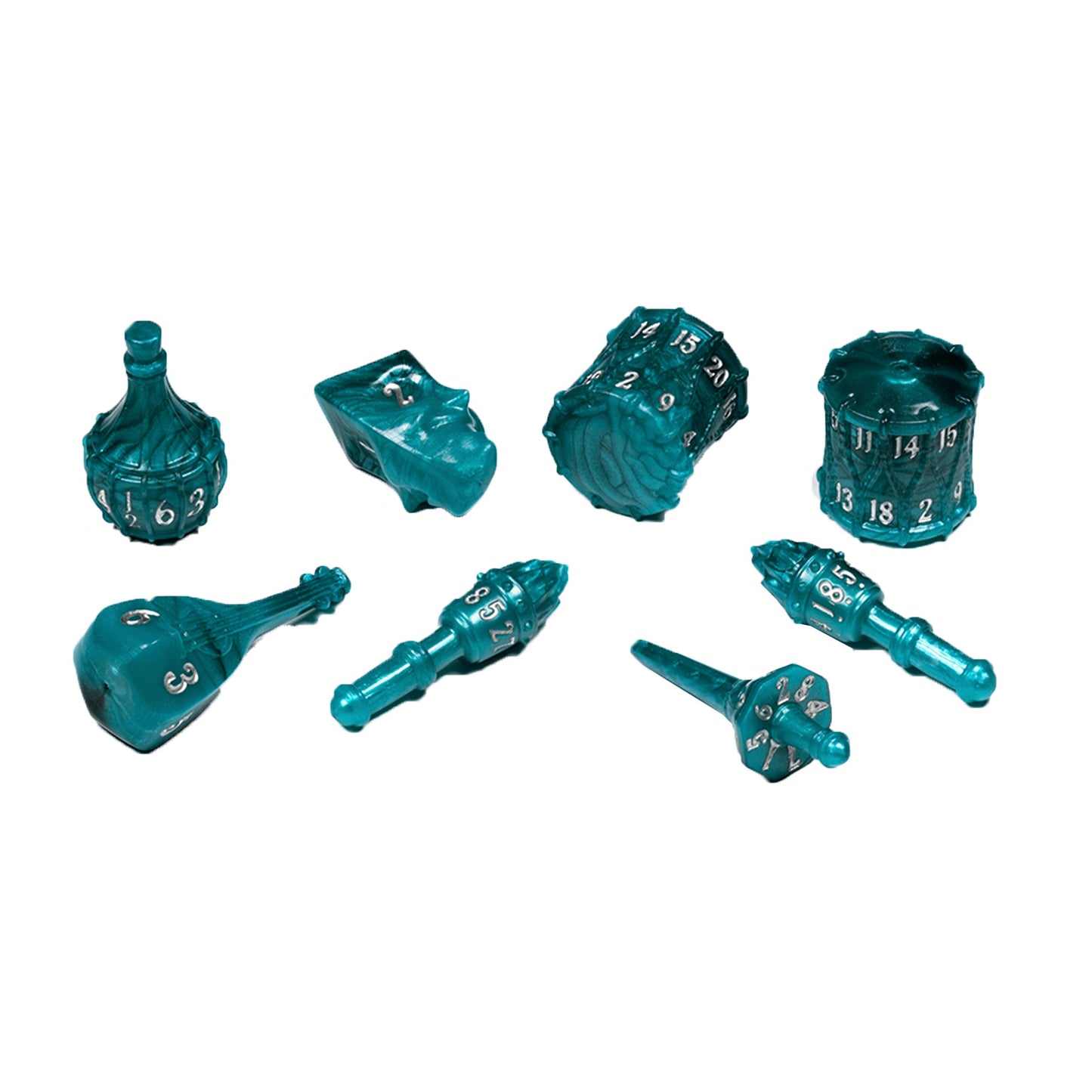 PolyHero Bard 8 Dice Set Telltale Teal - Bộ Xúc Xắc Nhập Vai RPG - Tabletop Tycoon - Hình ảnh sản phẩm