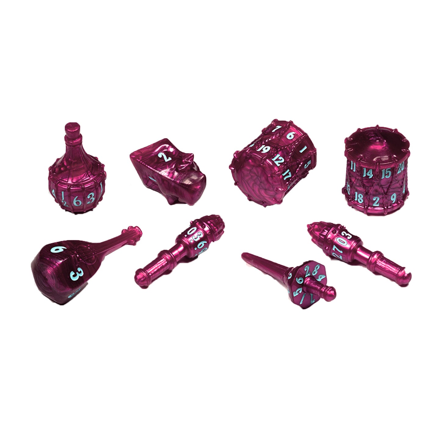 PolyHero Bard 8 Dice Set Raspberry Rhapsody - Bộ Xúc Xắc Nhập Vai RPG - Tabletop Tycoon - Hình ảnh sản phẩm