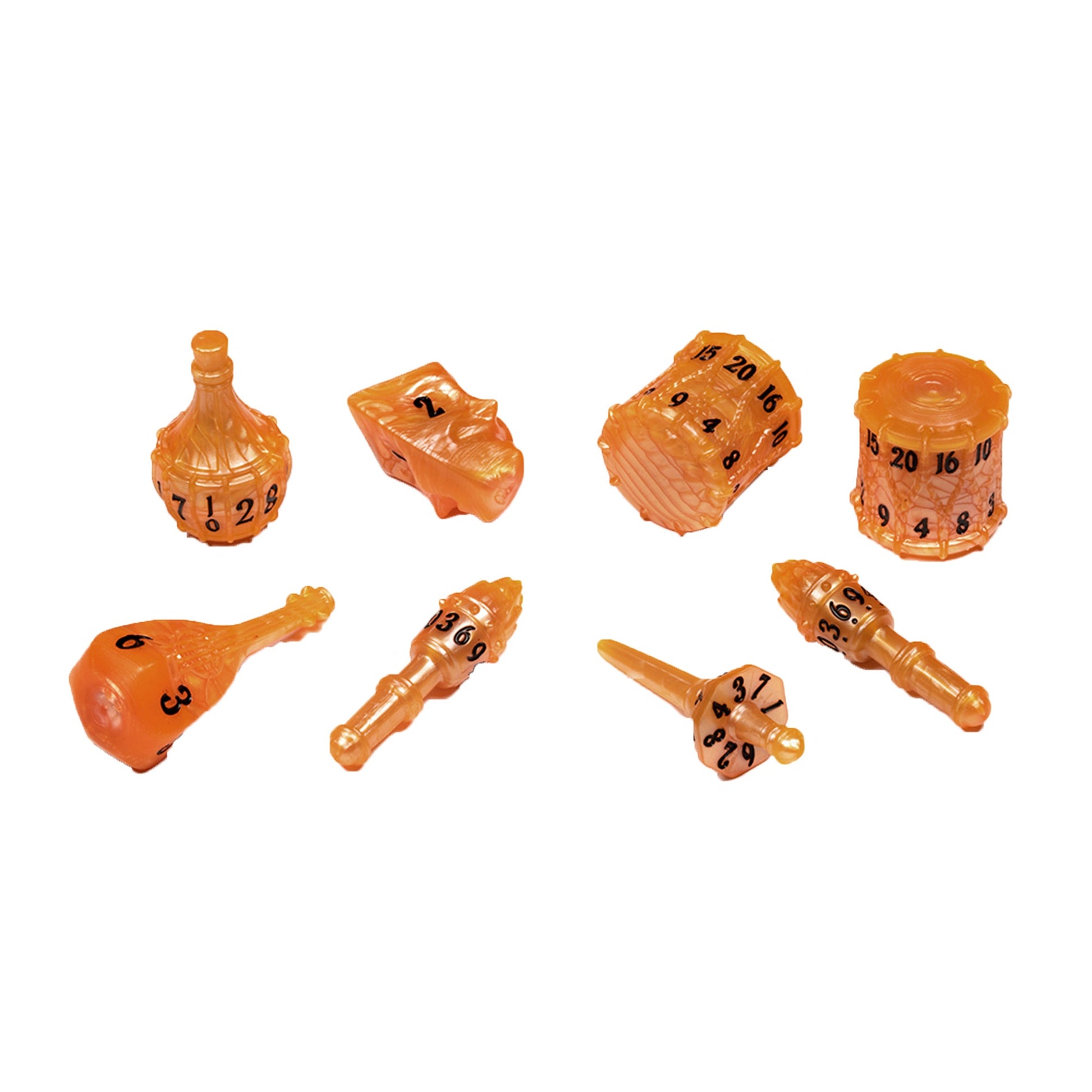 PolyHero Bard 8 Dice Set Amber Ale - Bộ Xúc Xắc Nhập Vai 8 Viên - PolyHero - Hình ảnh sản phẩm