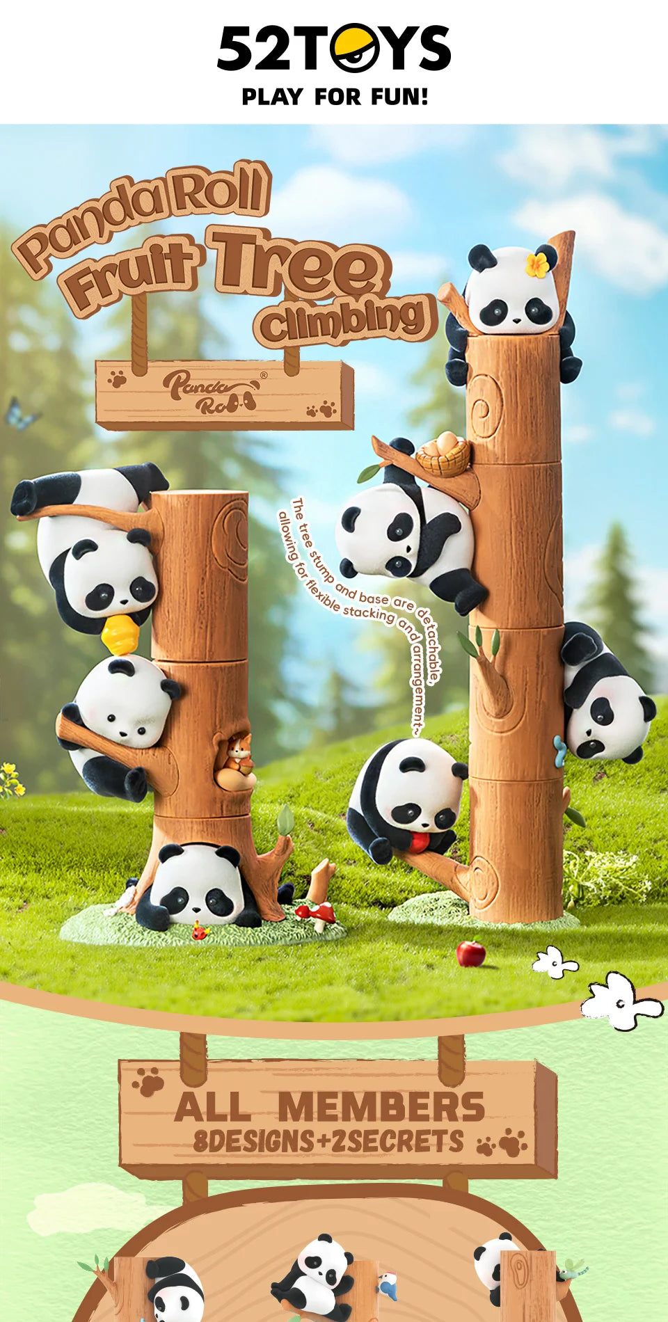 PANDA ROLL FRUIT TREE CLIMBING - Mô hình Blind Box gấu trúc - 52TOYS