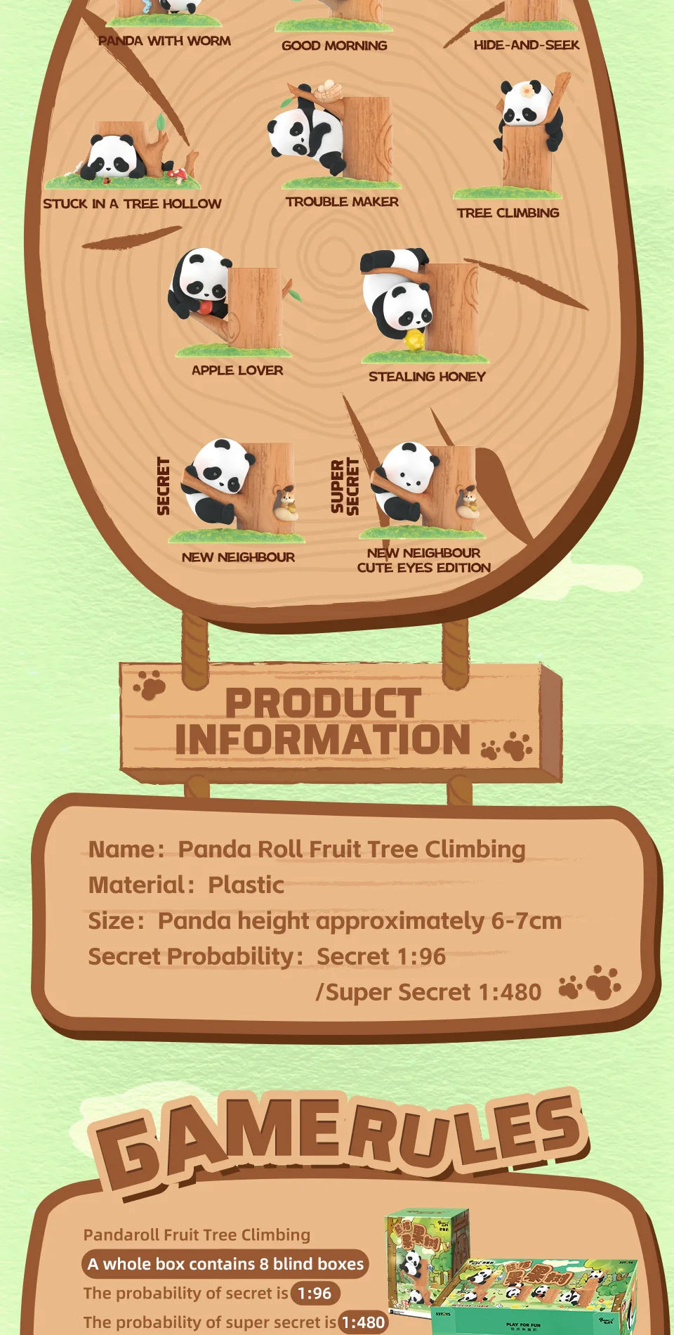 PANDA ROLL FRUIT TREE CLIMBING - Mô hình Blind Box gấu trúc - 52TOYS