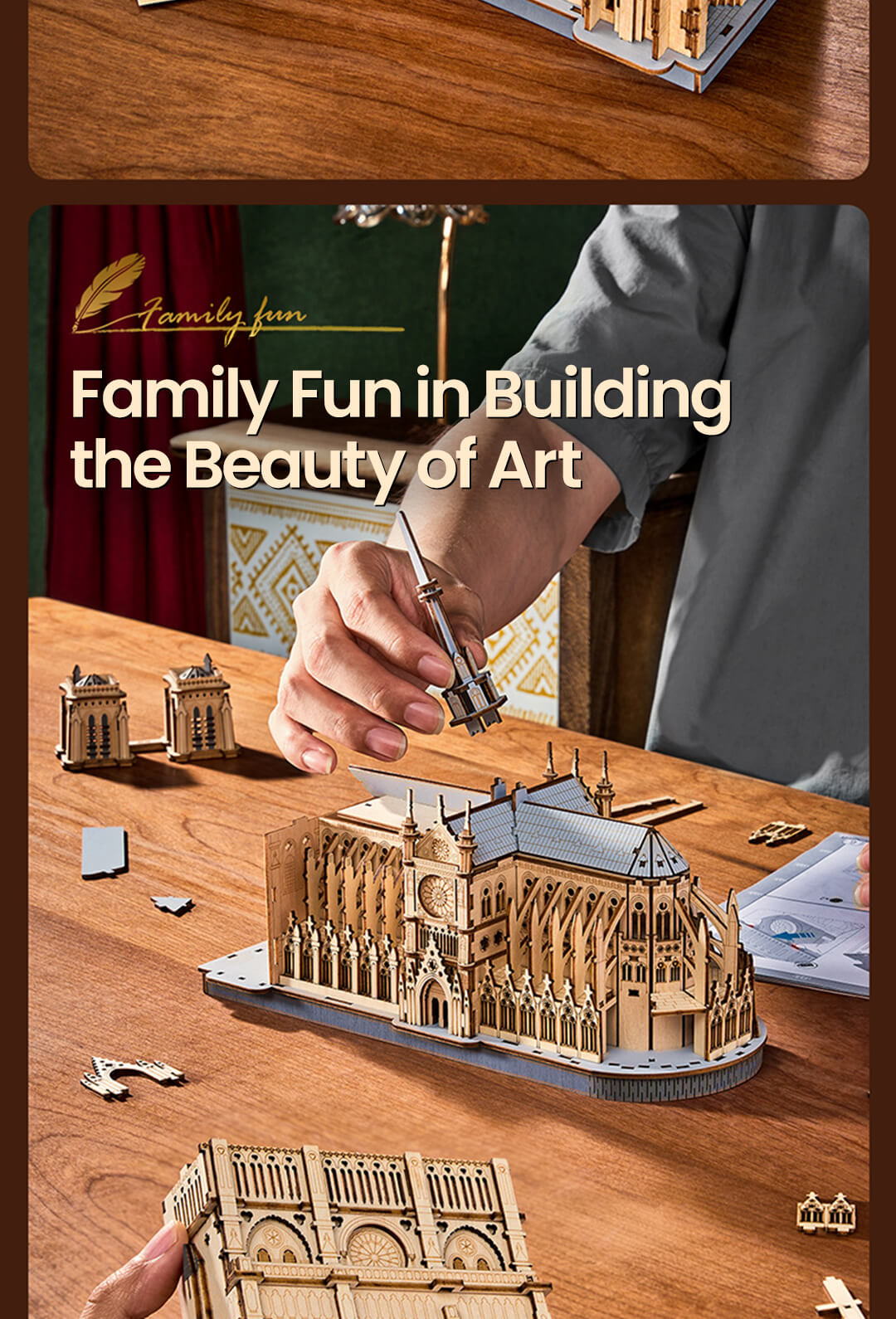 Rowood 3D Wooden Puzzle - Paris Cathedral TG511 - Mô hình gỗ lắp ráp 3D - Rolife