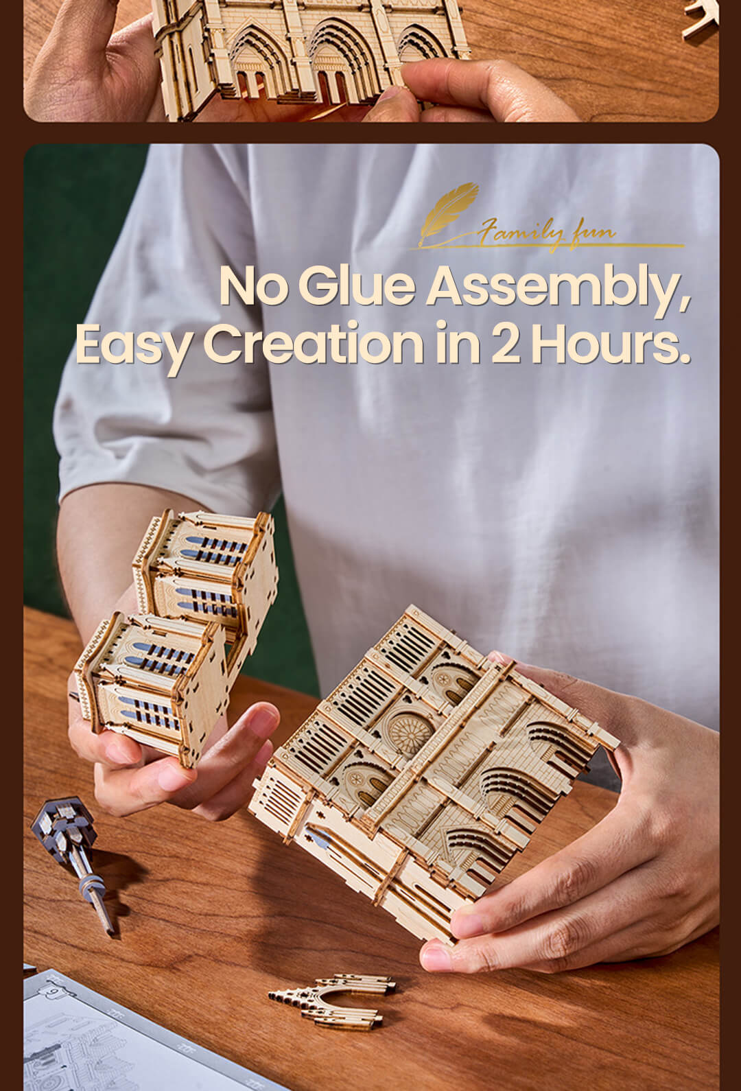 Rowood 3D Wooden Puzzle - Paris Cathedral TG511 - Mô hình gỗ lắp ráp 3D - Rolife