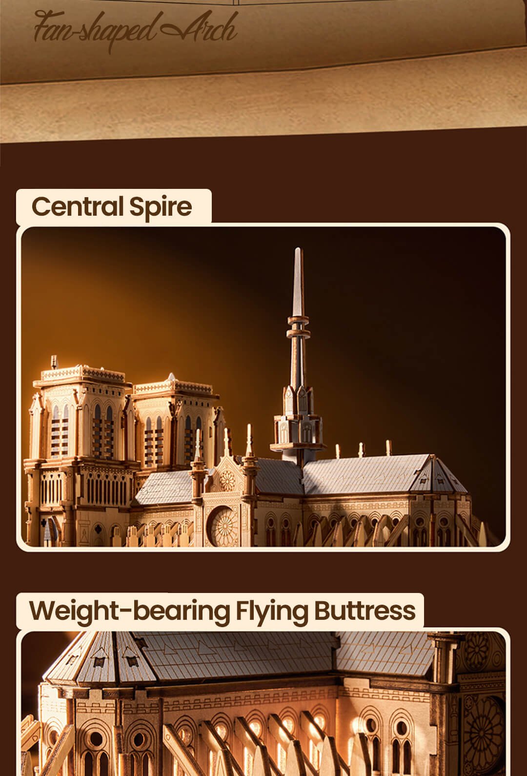 Rowood 3D Wooden Puzzle - Paris Cathedral TG511 - Mô hình gỗ lắp ráp 3D - Rolife