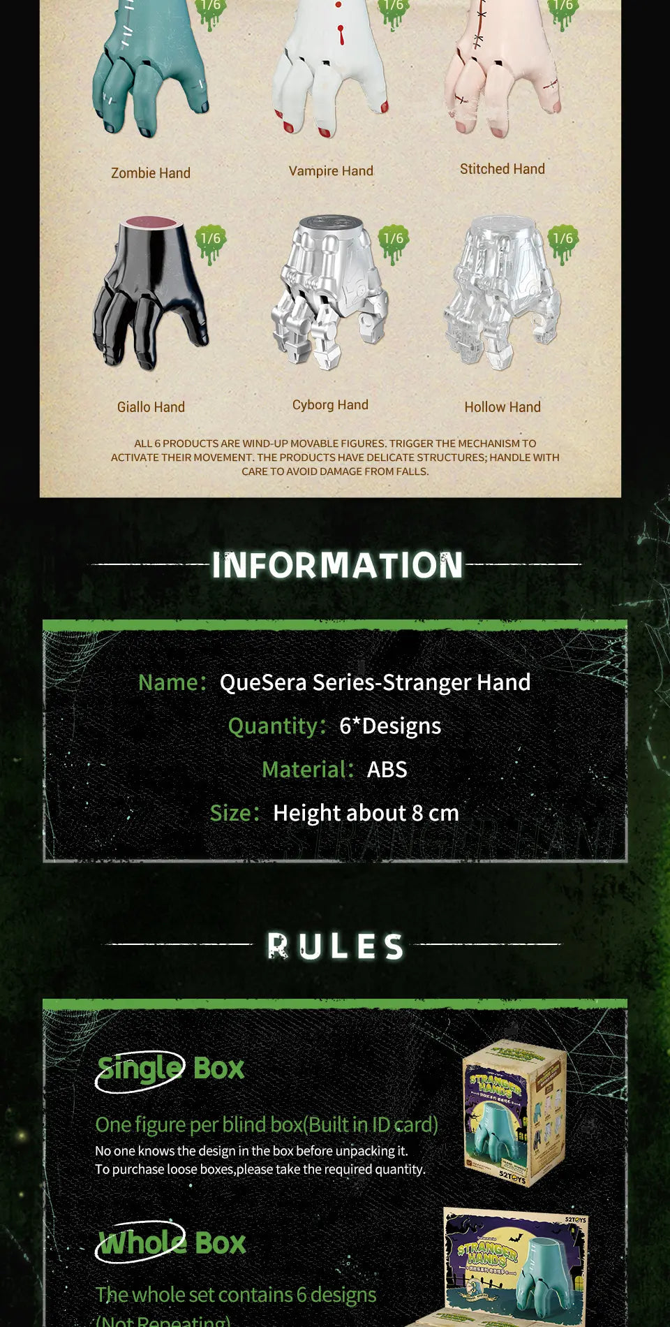 QUESERA - STRANGER HANDS - Mô hình Blind Box Art Toy - 52TOYS