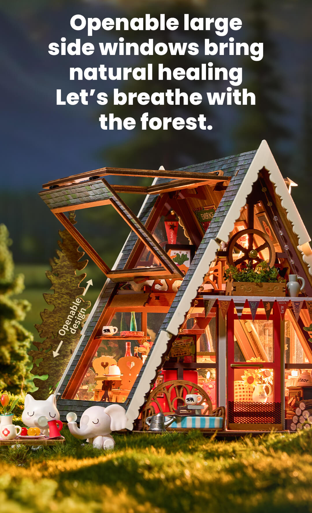 Rolife DIY Miniature House - A-Frame Cabin DG181 - Mô hình nhà gỗ lắp ráp DIY