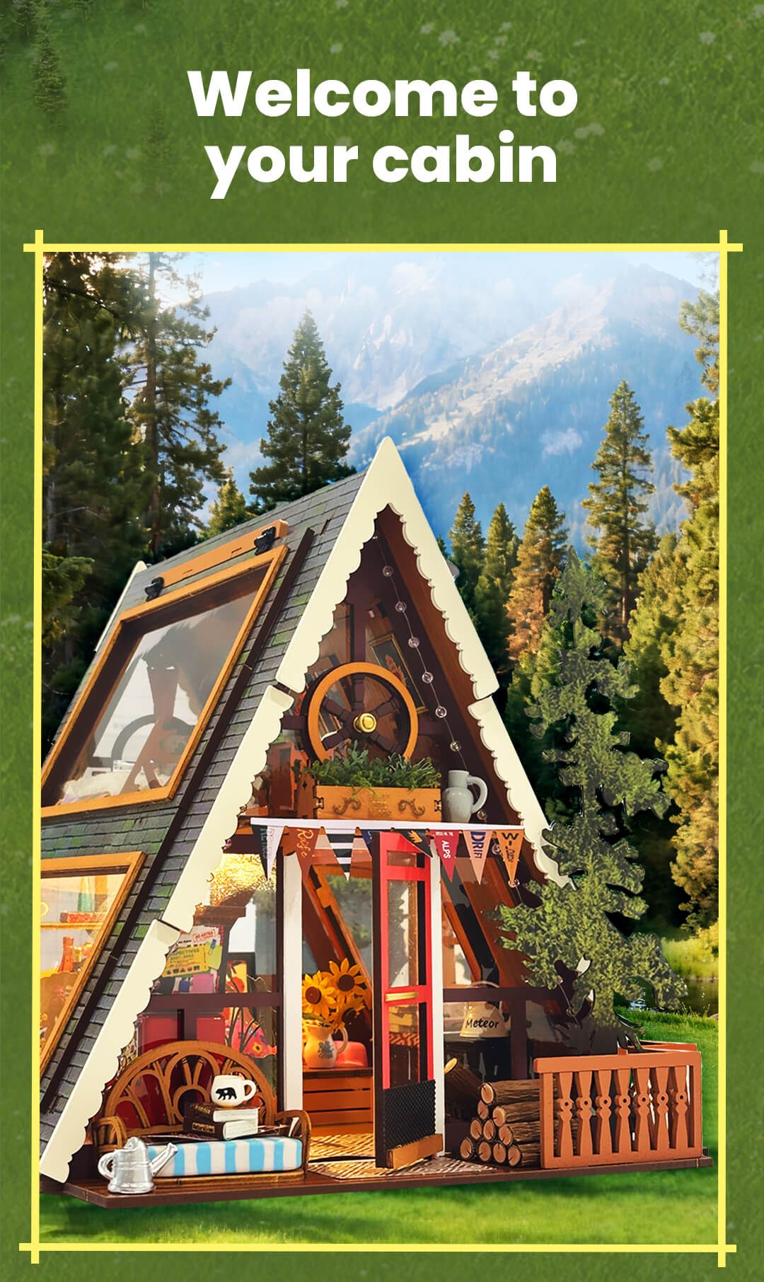 Rolife A-Frame Cabin DIY Miniature House DG181 - Nhà mô hình gỗ lắp ráp DIY - Rolife