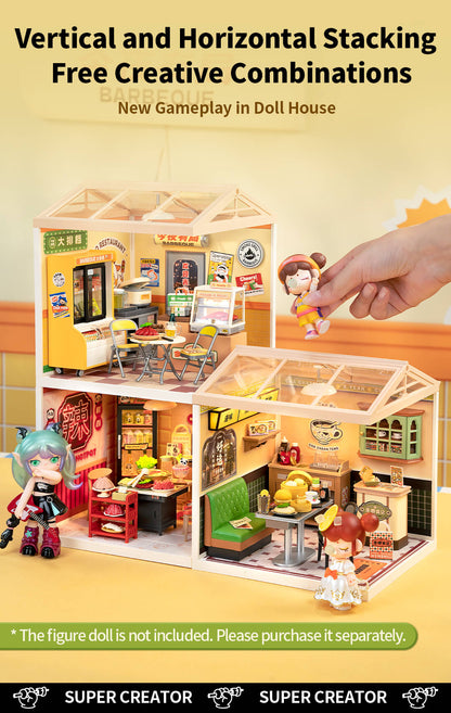 Rolife Night Out Food Stall DIY Miniature House DW022 - Mô hình nhà búp bê mini lắp ráp - Rolife