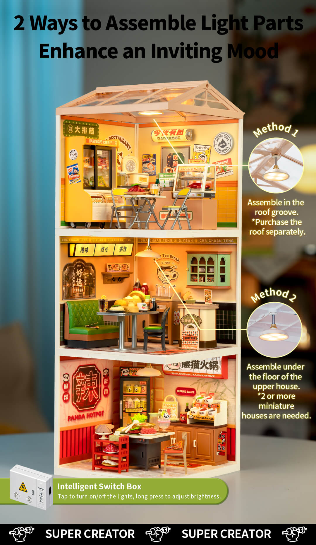 Rolife Night Out Food Stall DIY Miniature House DW022 - Mô hình nhà búp bê mini lắp ráp - Rolife