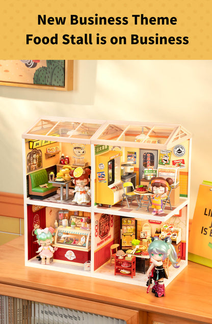 Rolife Night Out Food Stall DIY Miniature House DW022 - Mô hình nhà búp bê mini lắp ráp - Rolife