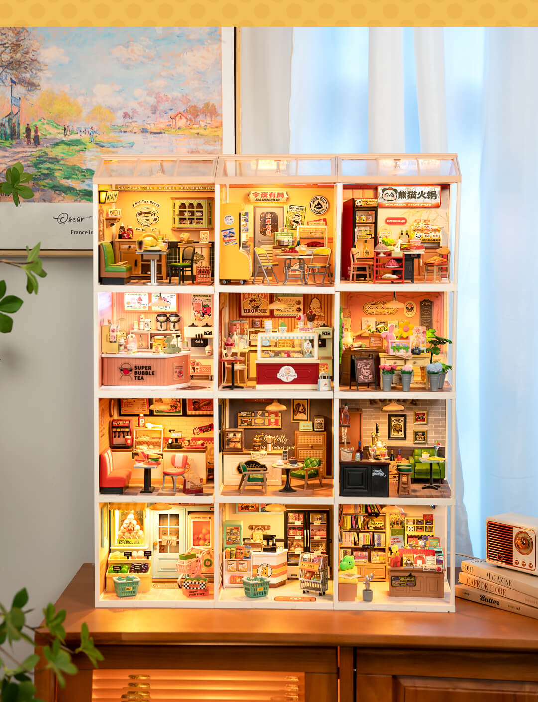 Rolife Night Out Food Stall DIY Miniature House DW022 - Mô hình nhà búp bê mini lắp ráp - Rolife