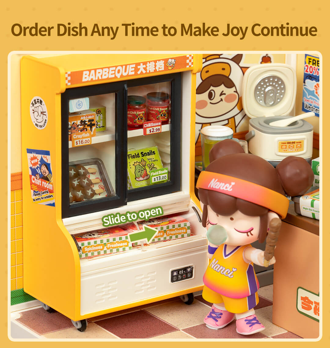 Rolife Night Out Food Stall DIY Miniature House DW022 - Mô hình nhà búp bê mini lắp ráp - Rolife