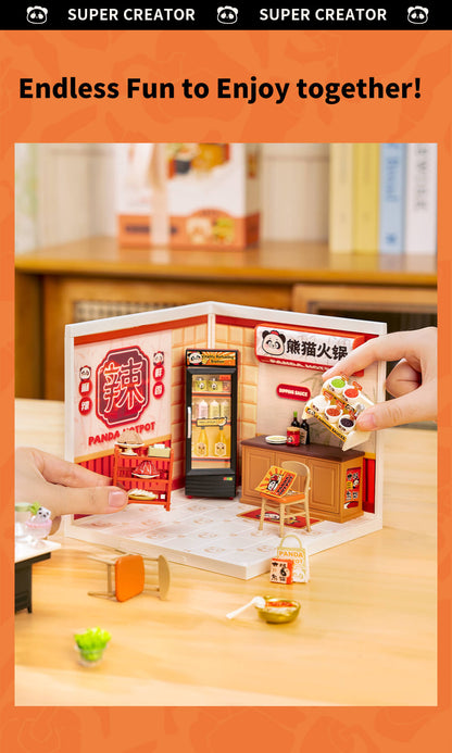 Rolife Panda Hot Pot DIY Miniature House DW020 - Mô hình lắp ráp Tiệm lẩu Gấu Trúc - Rolife