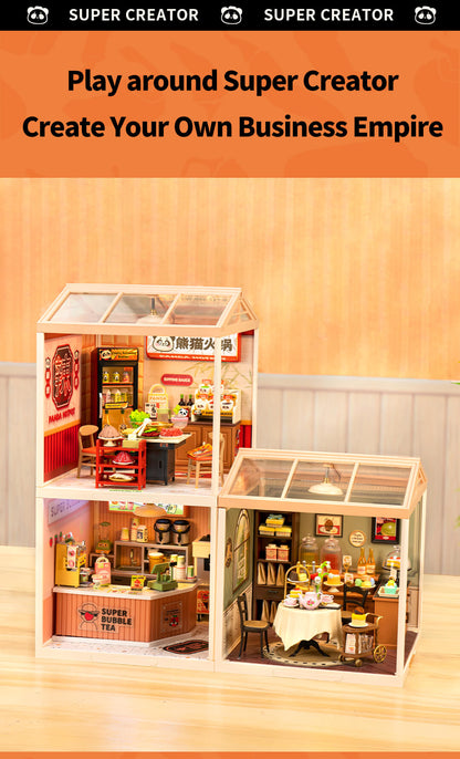 Rolife Panda Hot Pot DIY Miniature House DW020 - Mô hình lắp ráp Tiệm lẩu Gấu Trúc - Rolife
