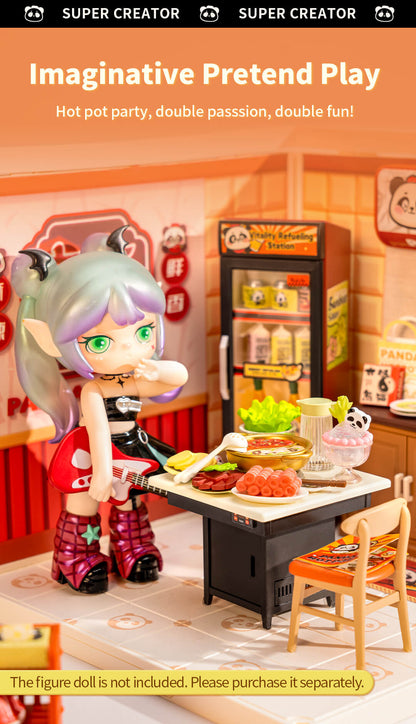 Rolife Panda Hot Pot DIY Miniature House DW020 - Mô hình lắp ráp Tiệm lẩu Gấu Trúc - Rolife