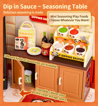 Rolife Panda Hot Pot DIY Miniature House DW020 - Mô hình lắp ráp Tiệm lẩu Gấu Trúc - Rolife