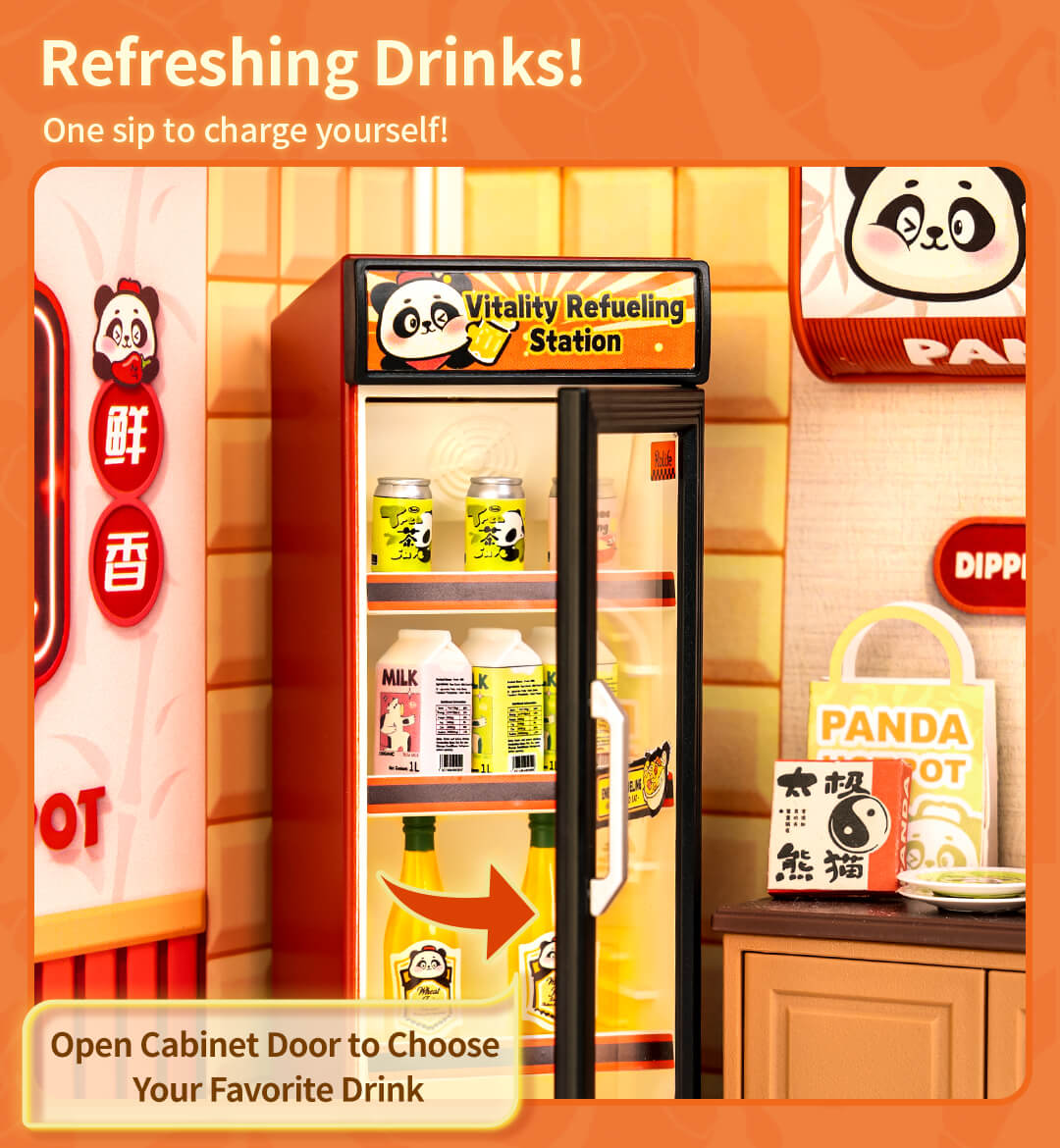 Rolife Panda Hot Pot DIY Miniature House DW020 - Mô hình lắp ráp Tiệm lẩu Gấu Trúc - Rolife