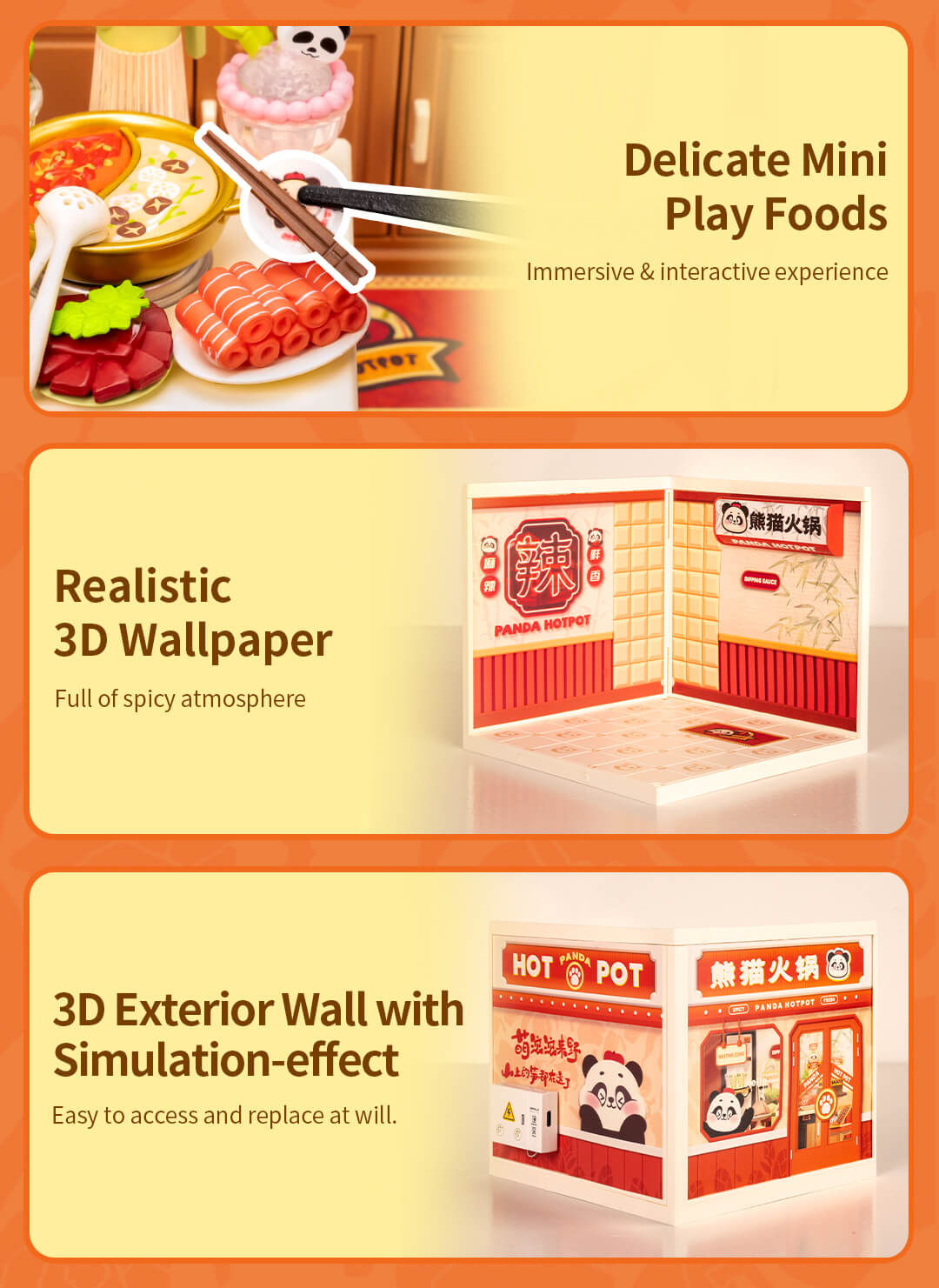 Rolife Panda Hot Pot DIY Miniature House DW020 - Mô hình lắp ráp Tiệm lẩu Gấu Trúc - Rolife