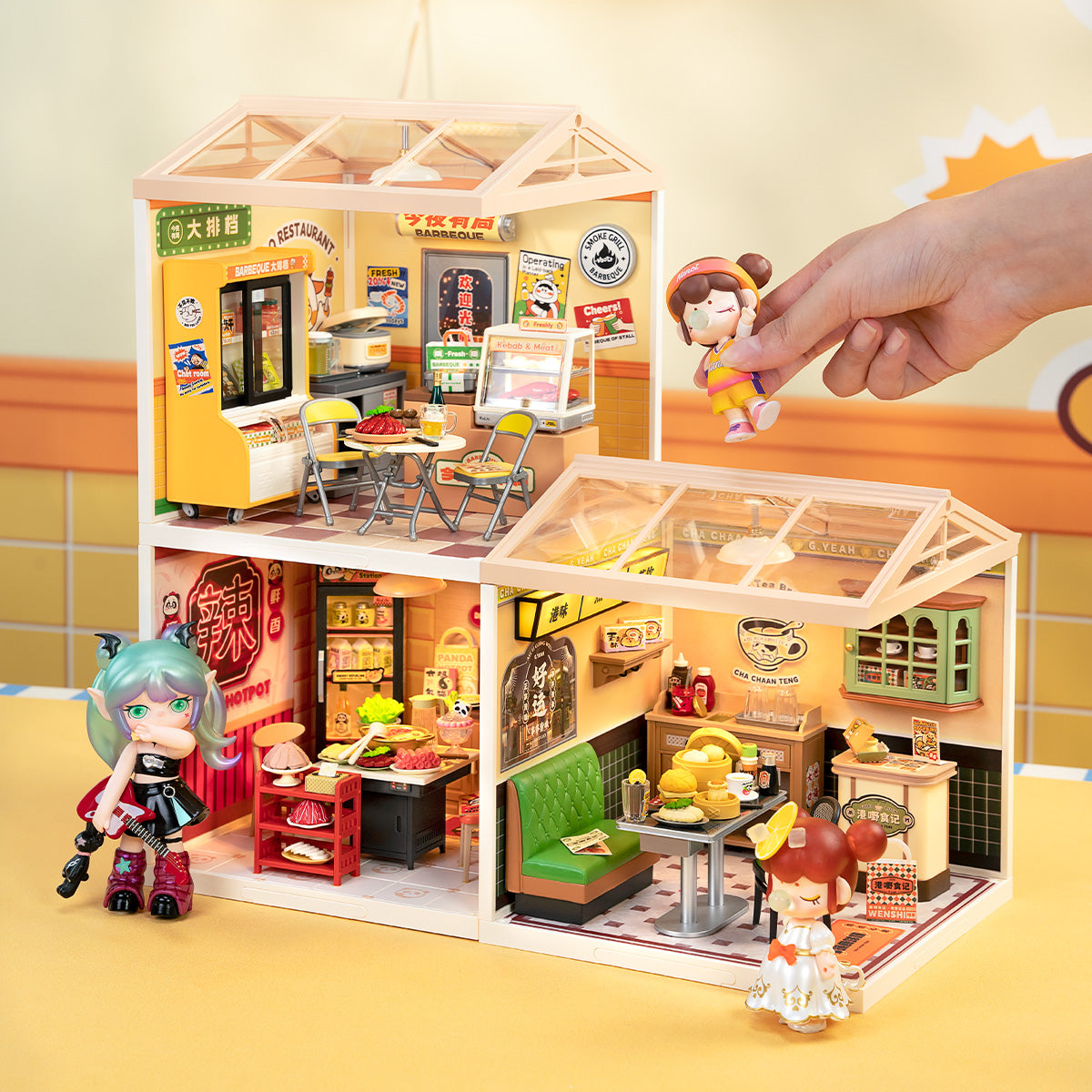 Rolife Night Out Food Stall DIY Miniature House DW022 - Mô hình nhà búp bê mini lắp ráp - Rolife