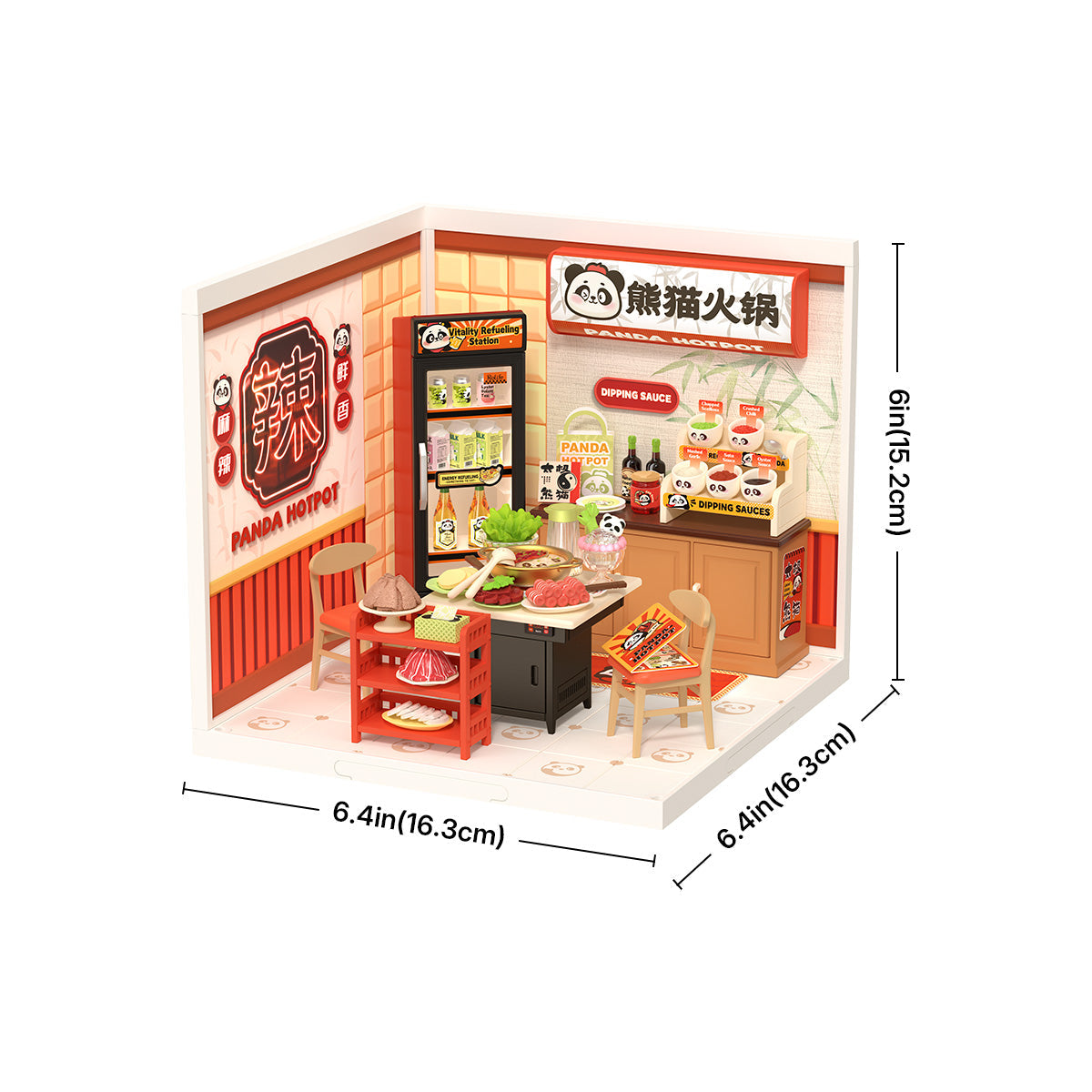 Rolife Panda Hot Pot DIY Miniature House DW020 - Mô hình lắp ráp Tiệm lẩu Gấu Trúc - Rolife