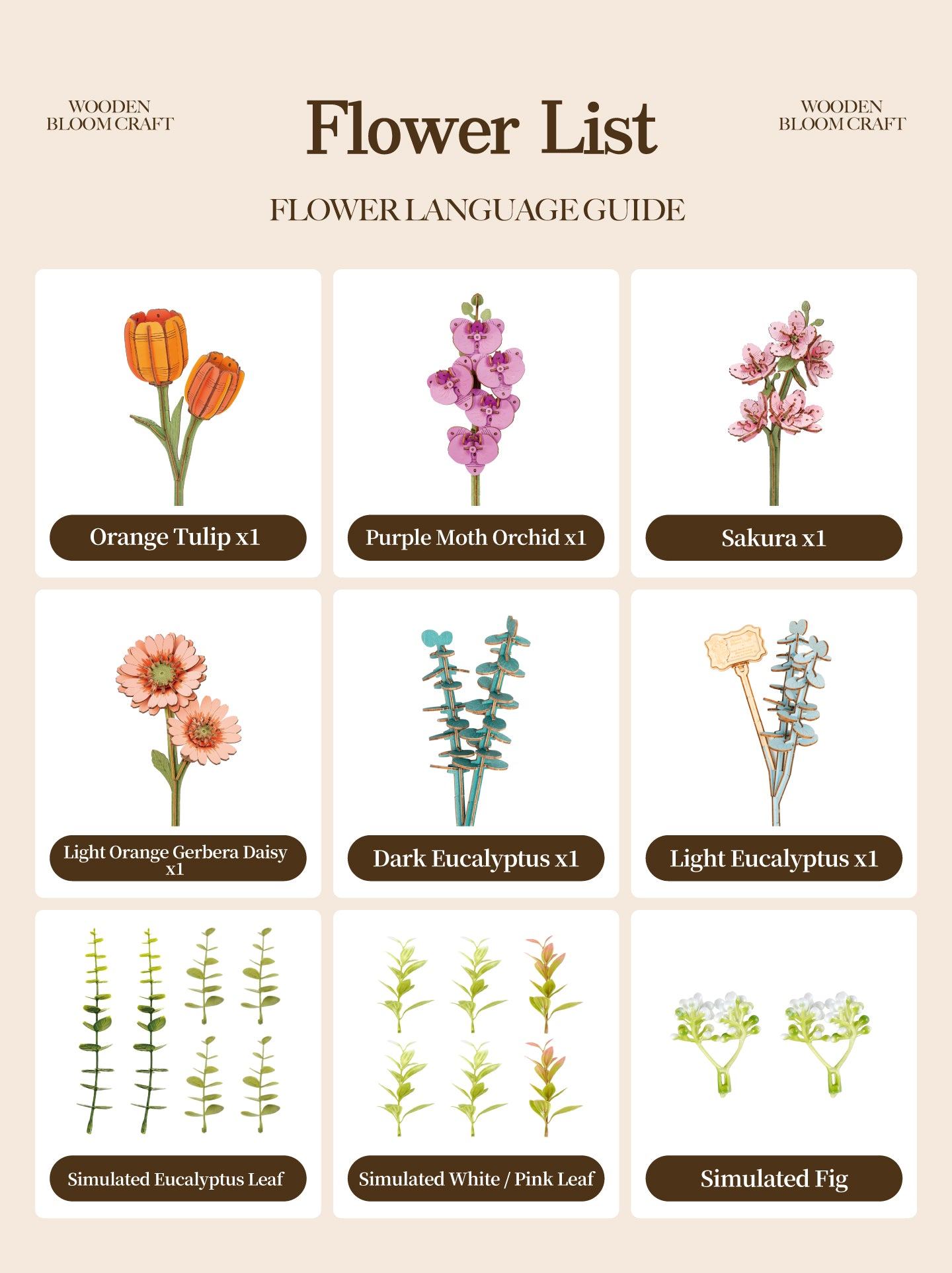 Rowood DIY 3D Flower Puzzle - Wooden Blooming Book TW04H - Mô hình lắp ráp gỗ 3D - Rolife