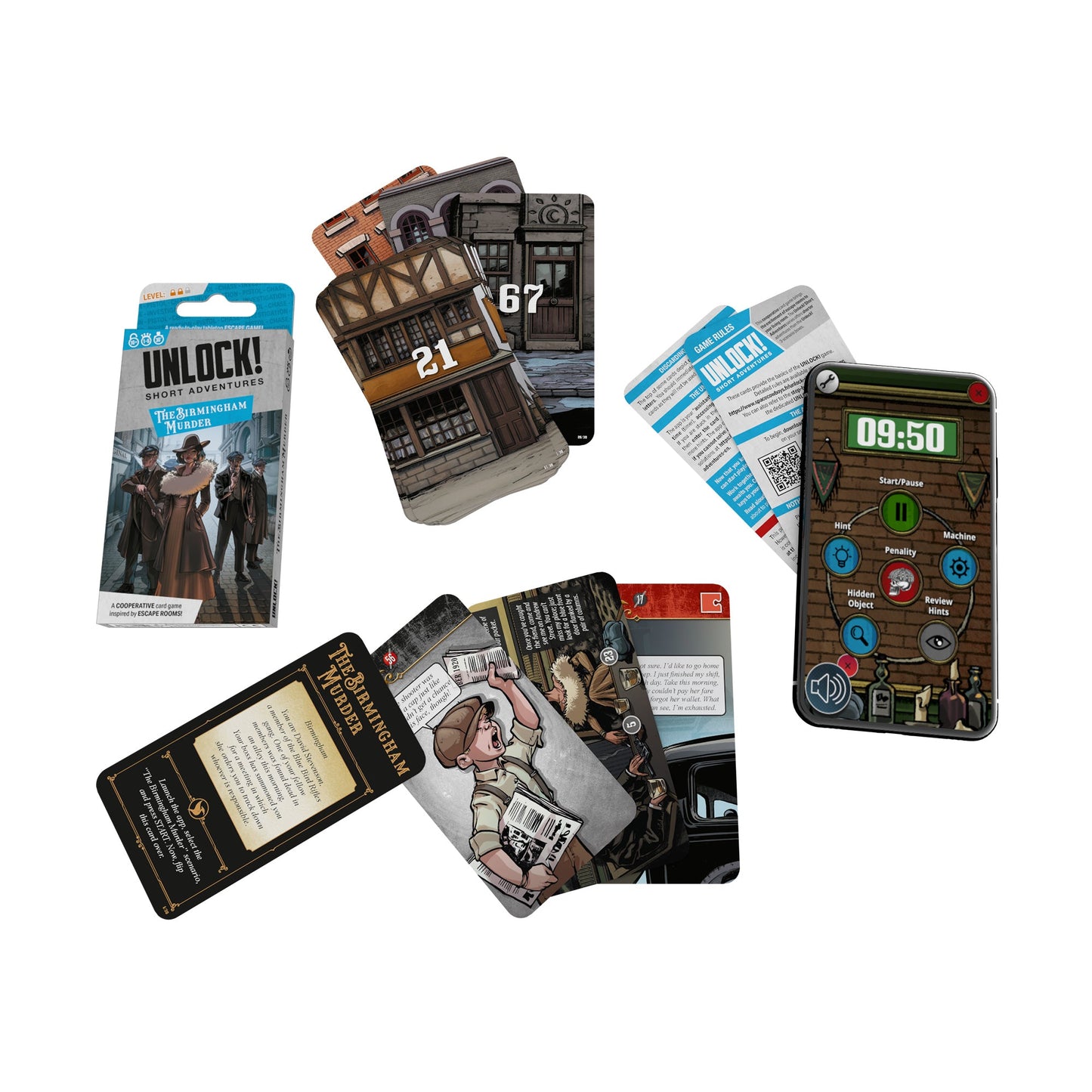 UNLOCK! Short: The Birmingham Murder - Board Game Thoát Hiểm Thẻ Bài - Space Cowboys