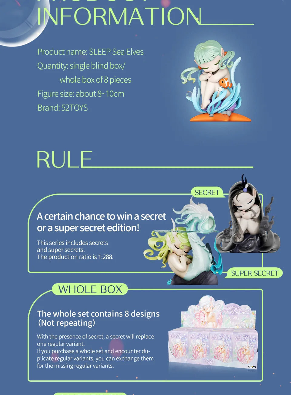 SLEEP SEA ELVES SERIES - Mô hình Blind Box Hải Tiên Ngủ - 52TOYS
