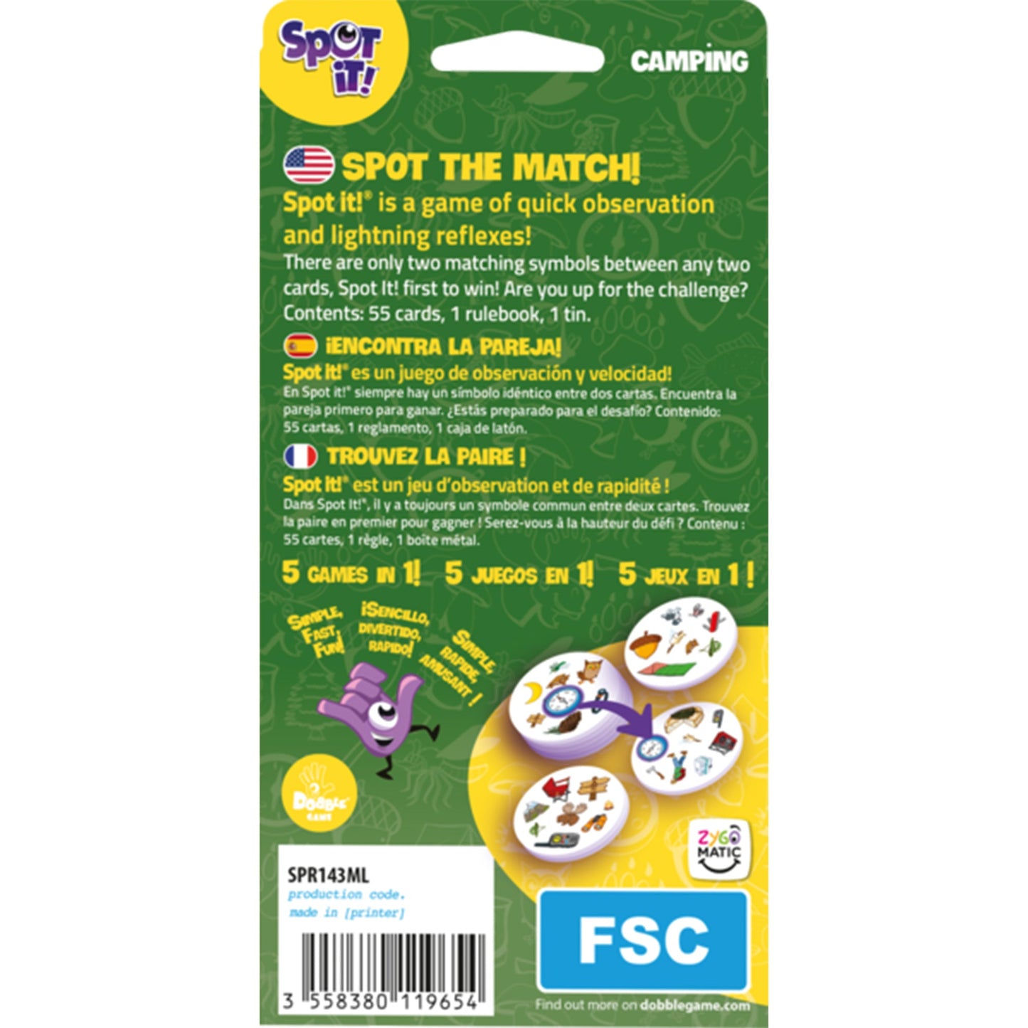 Spot It! Camping (Eco Blister) - Trò chơi tìm hình nhanh - Zygomatic
