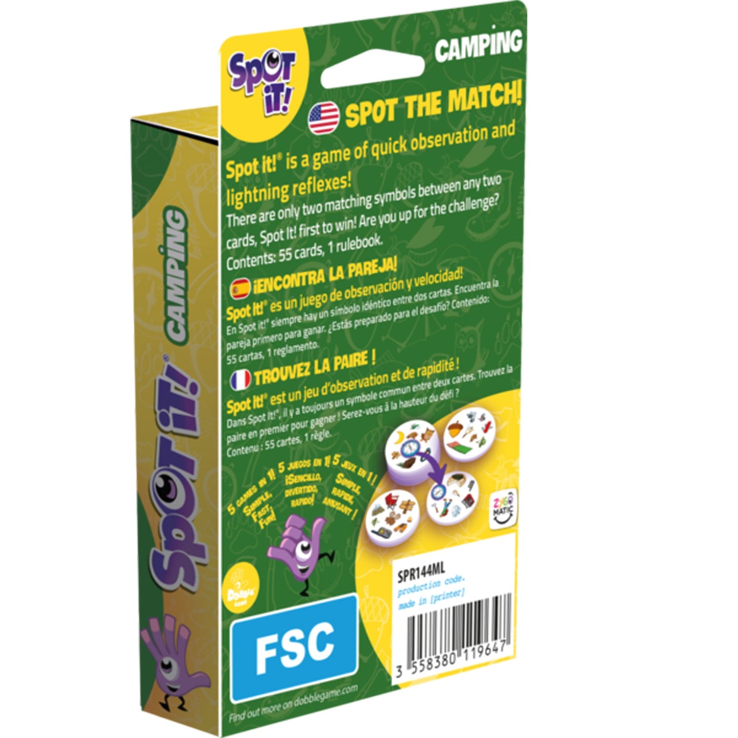 Spot it! Camping (Pocket Eco) Board Game Thẻ Bài Phản Xạ Zygomatic