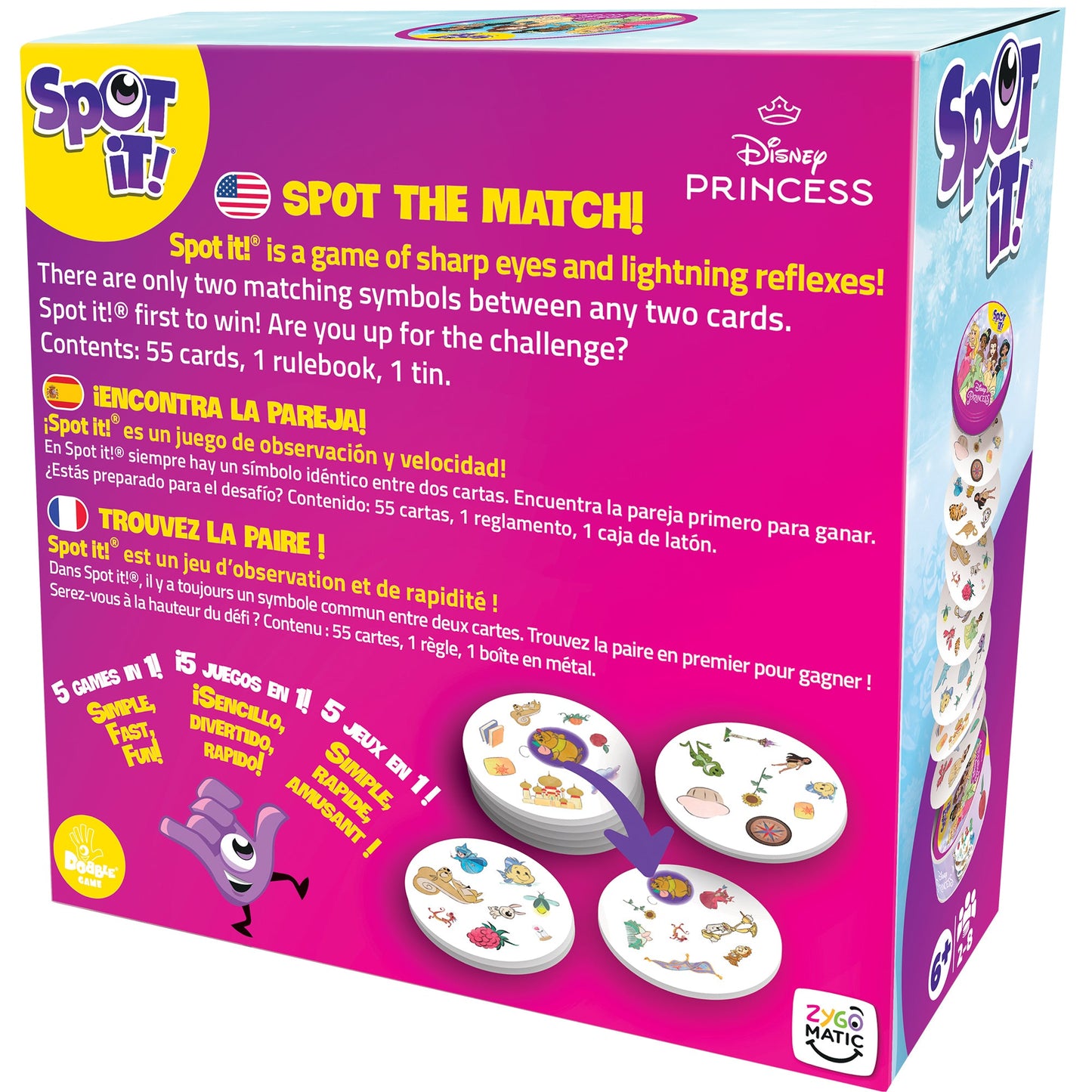 Spot It!: Disney Princess (Eco Sleeve) - Trò chơi thẻ bài phản xạ - Zygomatic