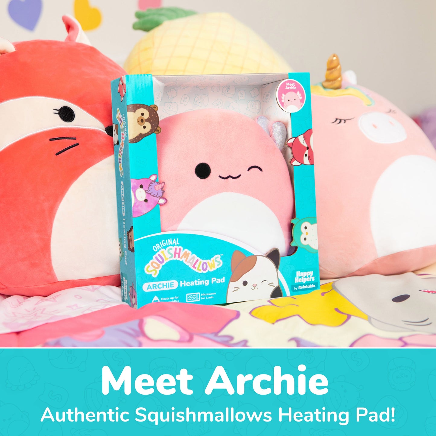 Archie the Axolotl Heating Pad - Túi Chườm Nóng Squishmallow Relatable - Hình ảnh chi tiết 2