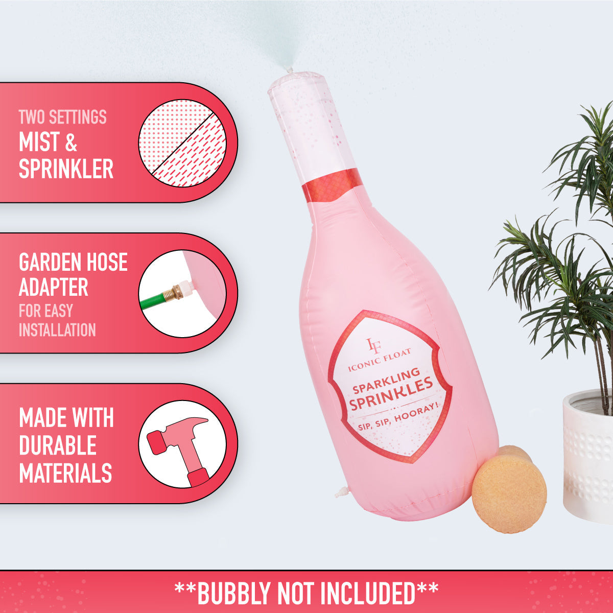 Sparkling Sprinkles Inflatable Champagne Bottle Sprinkler - Đồ Chơi Phun Nước Bơm Hơi - Relatable - Hình ảnh bổ sung 5