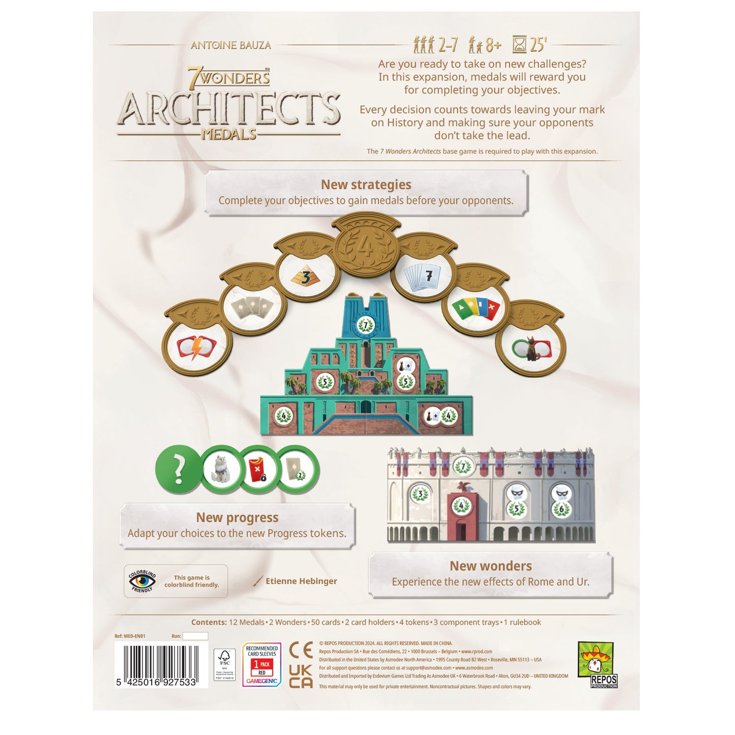 7 Wonders Architects Medals - Bản mở rộng Board Game chiến thuật - Repos Production