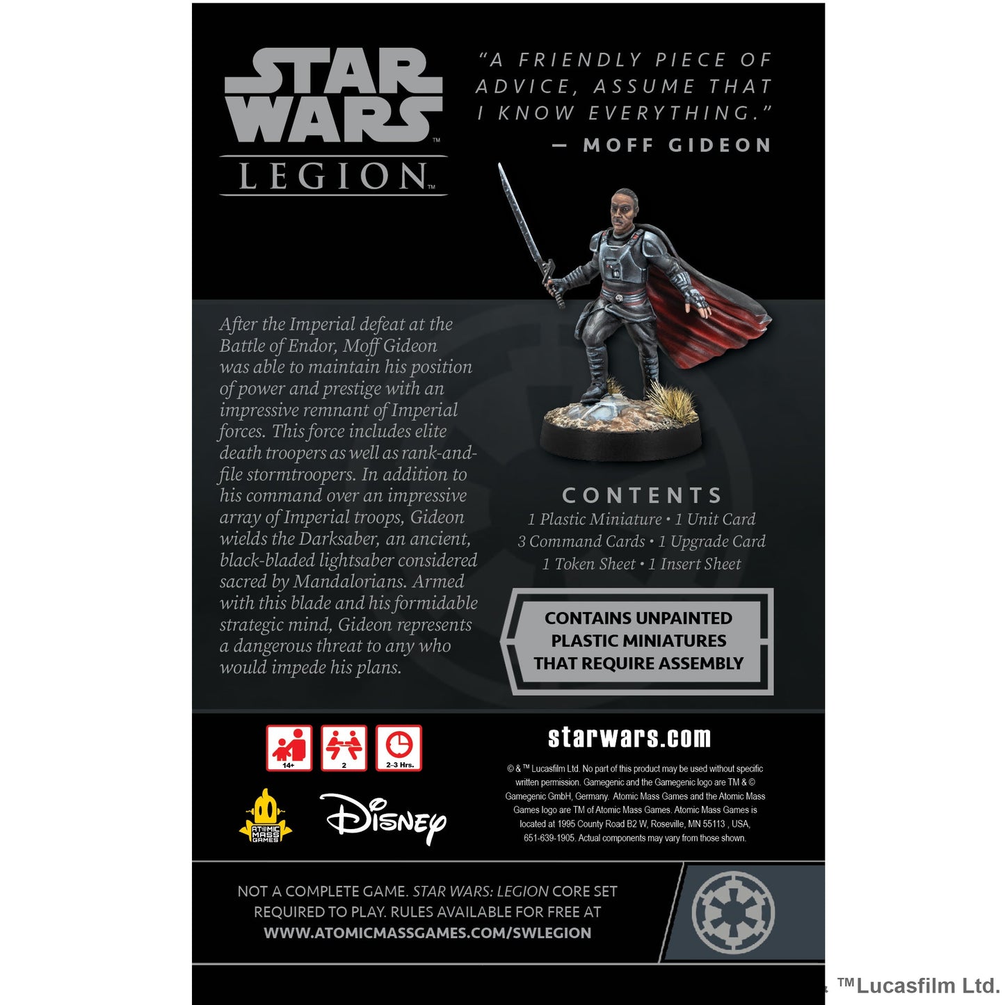 Star Wars Legion Moff Gideon Expansion Tabletop Miniatures Game - Bộ Mở Rộng Chỉ Huy Chiến Thuật - Atomic Mass Games
