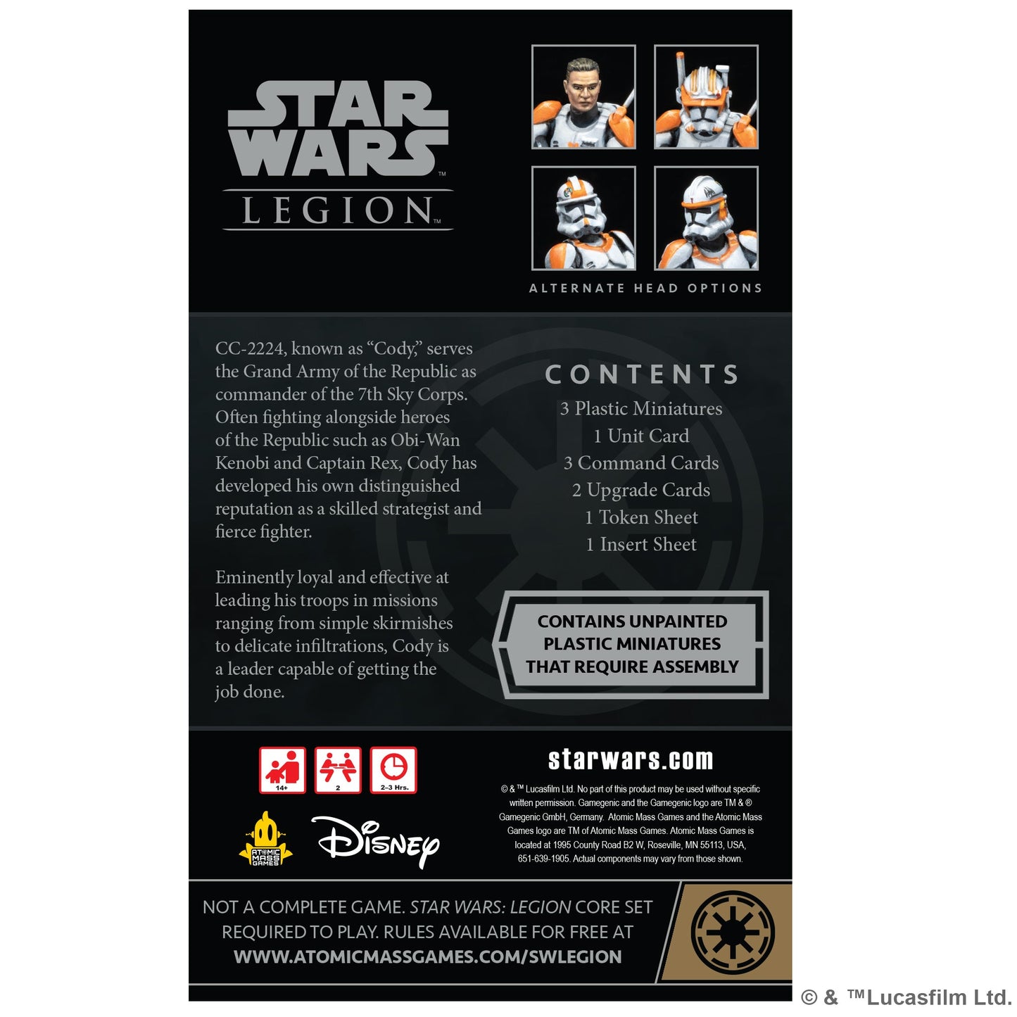 Star Wars: Legion - Clone Commander Cody Commander Expansion - Bản Mở Rộng Board Game Chiến Thuật - Atomic Mass Games