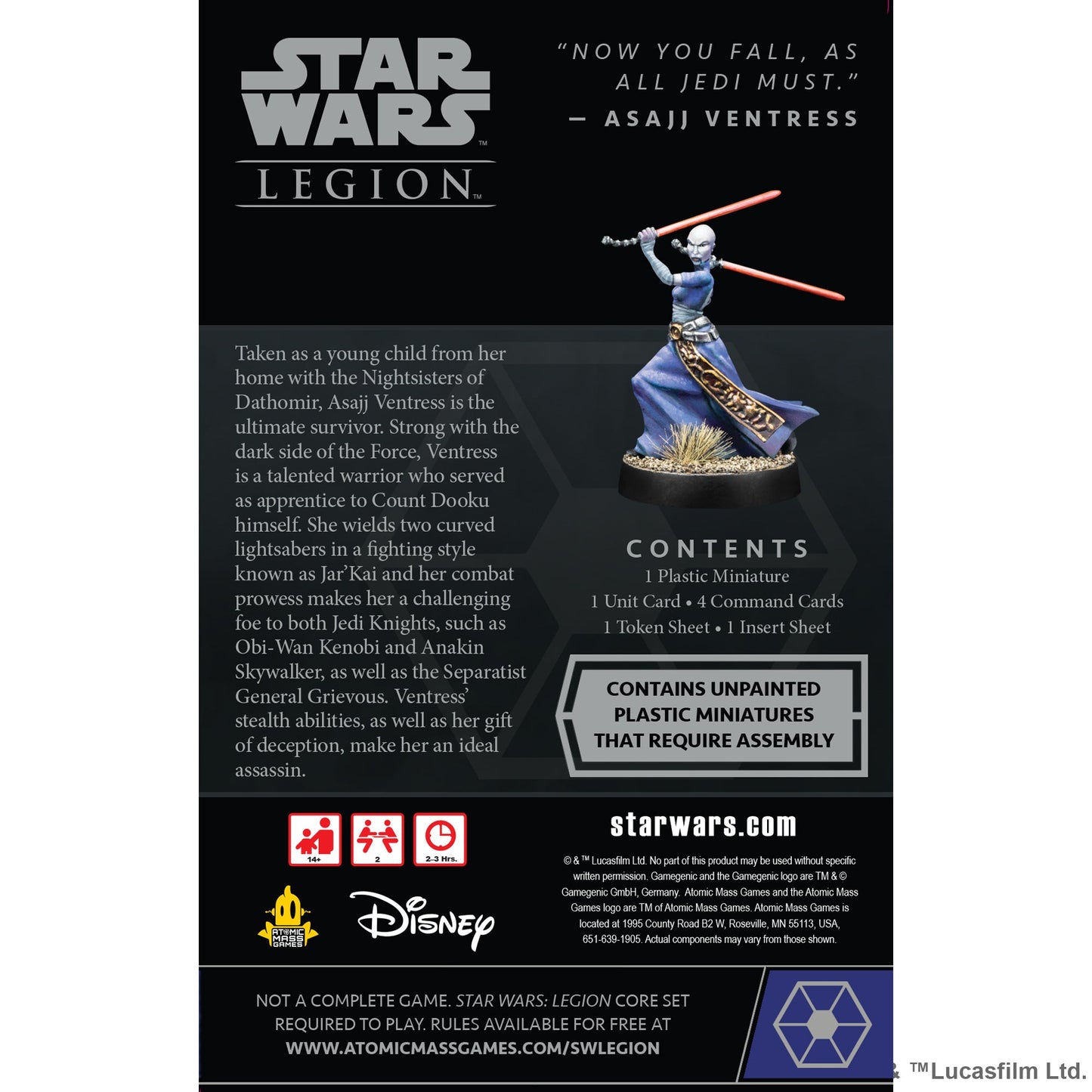 Star Wars Legion Asajj Ventress Expansion - Bộ Mở Rộng Board Game Chiến Thuật - Atomic Mass Games