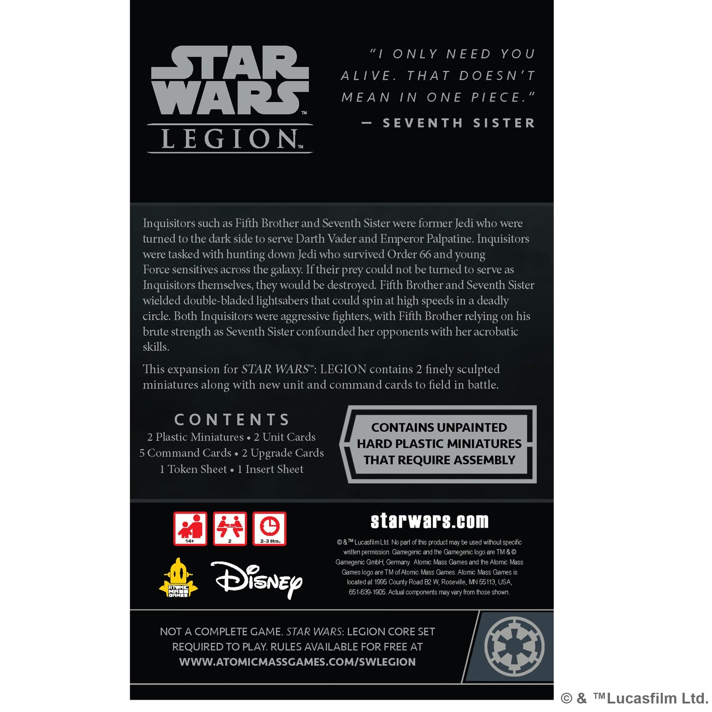 Star Wars: Legion - Fifth Brother and Seventh Sister Operative Expansion - Bộ Mở Rộng Board Game Chiến Thuật - Atomic Mass Games