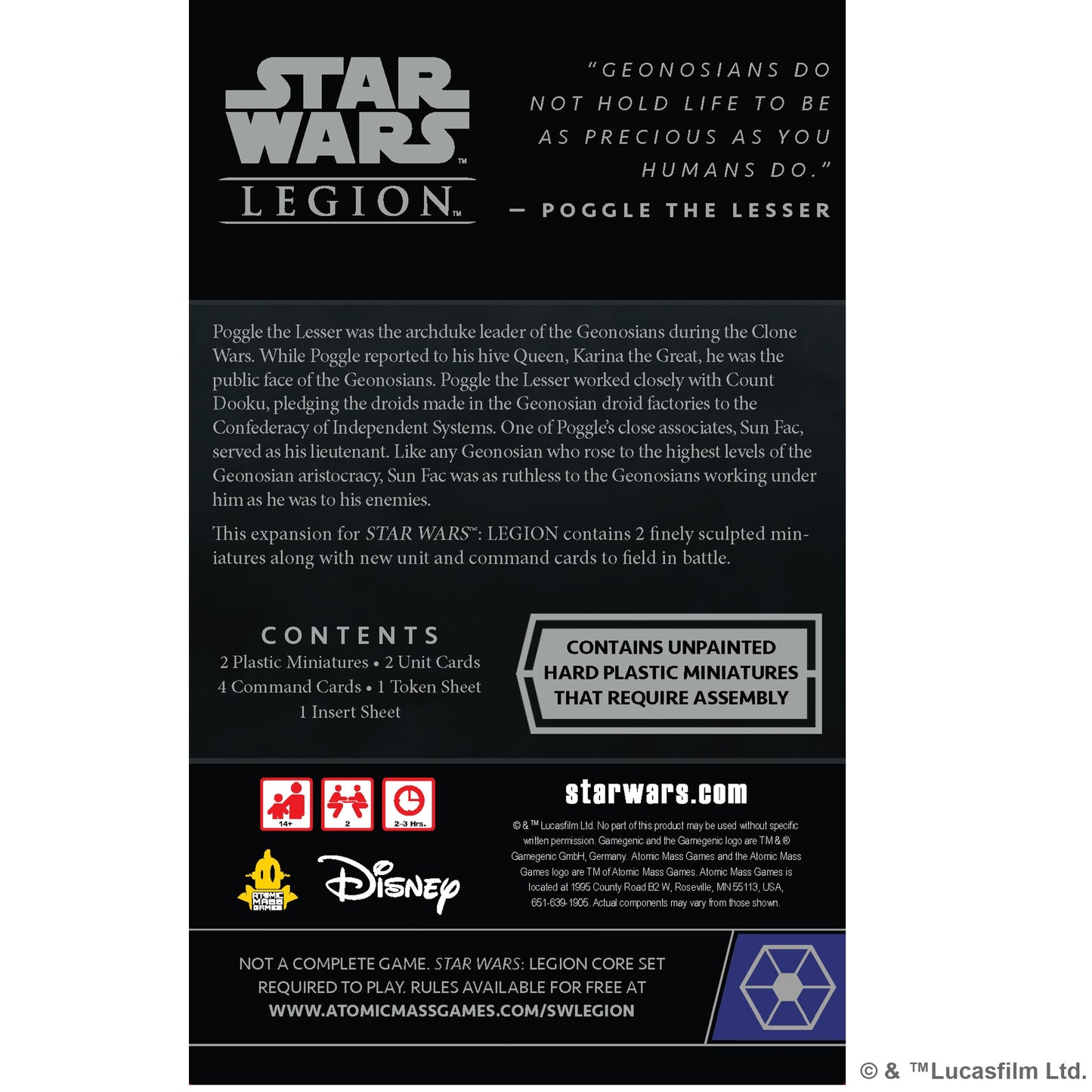 Star Wars Legion Sun Fac & Poogle the Lesser COMMANDER EXPANSION - Board Game Chiến Thuật - Atomic Mass Games