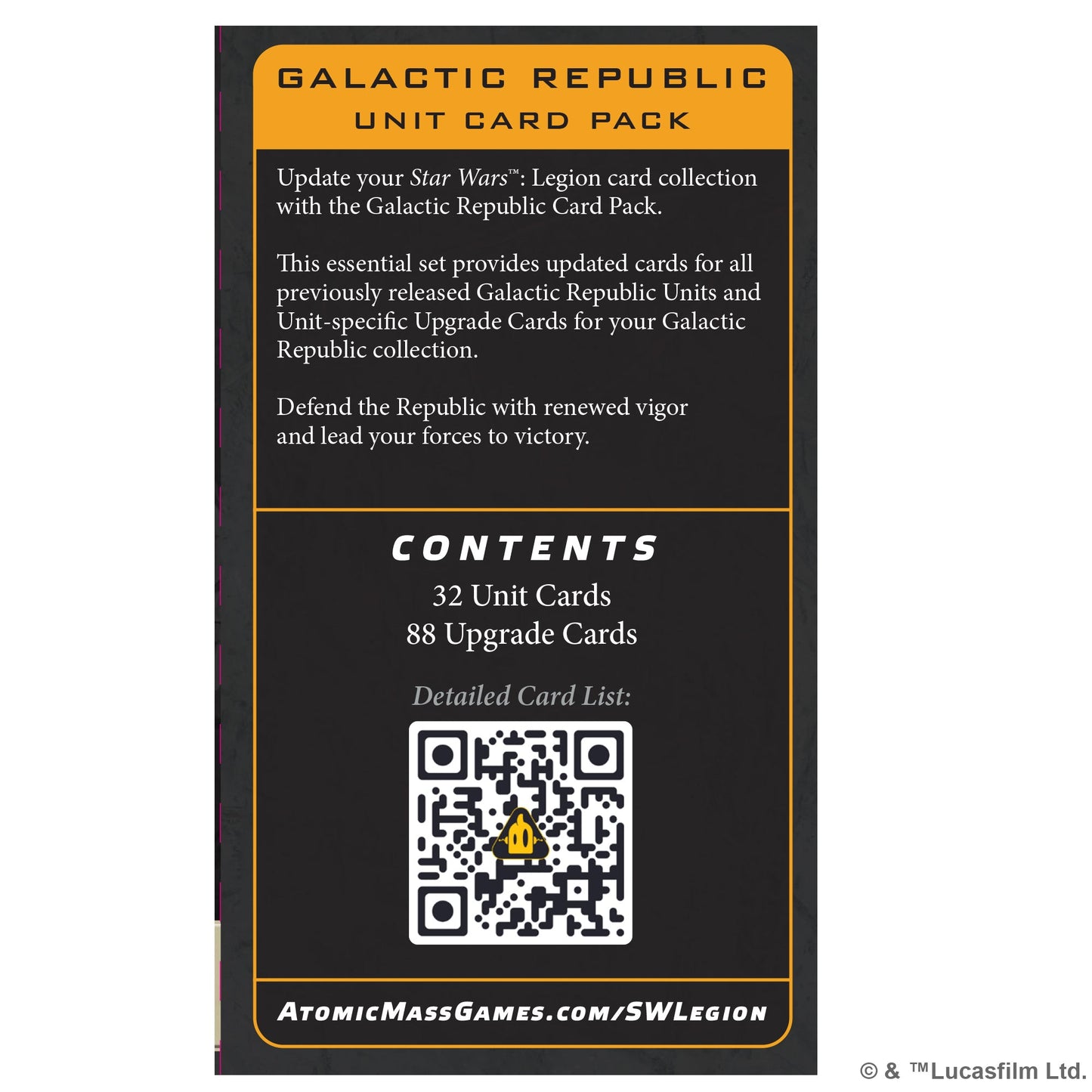 Star Wars: Legion - Galactic Republic Card Pack - Phụ kiện thẻ bài cập nhật - Atomic Mass Games