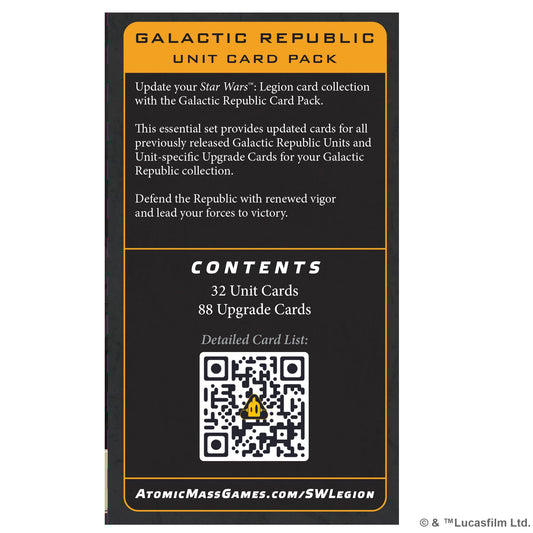 Star Wars: Legion - Galactic Republic Card Pack - Phụ kiện thẻ bài cập nhật - Atomic Mass Games