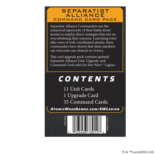 Star Wars: Legion - Separatist Alliance Command Card Pack Gói Thẻ Bài Nâng Cấp Atomic Mass Games